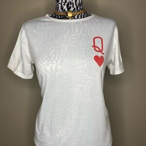 SHEIN Fitted White and Red Short Sleeve Tee